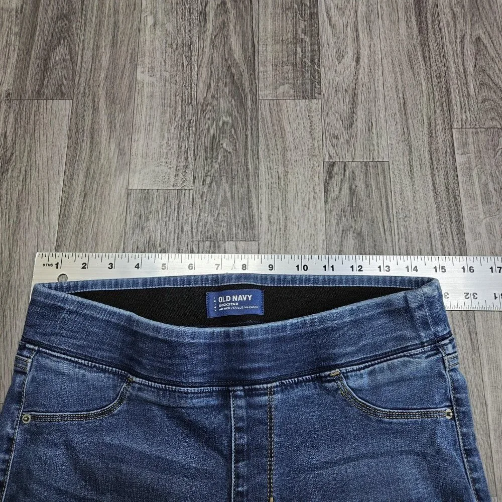 Old Navy Jeans Womens 10 Blue Rockstar‎ Mid Rise Skinny Distressed Denim Stretch